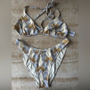 Tory Burch High-Leg Hipster Bikini Set Deco Crane Geo top size M, bottom size S